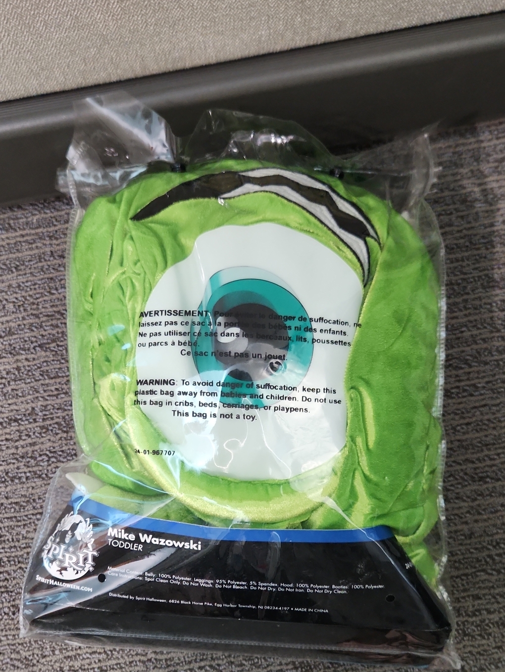 Spirit Halloween Monsters Inc Mike Wazowski Costume Toddler 5T-6T - Picture 15 of 16
